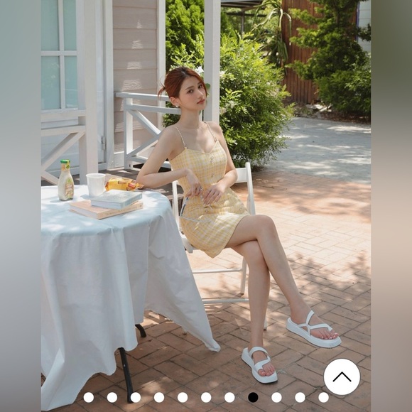 NEW! AIR SPACE Small Bead Buttons Mini Dress (Yellow) - Picture 4 of 10